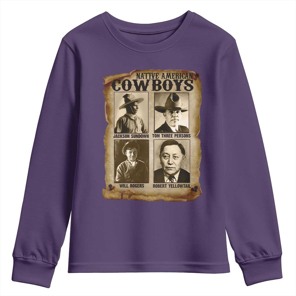 Native American Cowboy Legends Youth Sweatshirt Vintage Western Rodeo TS11 Purple Print Your Wear