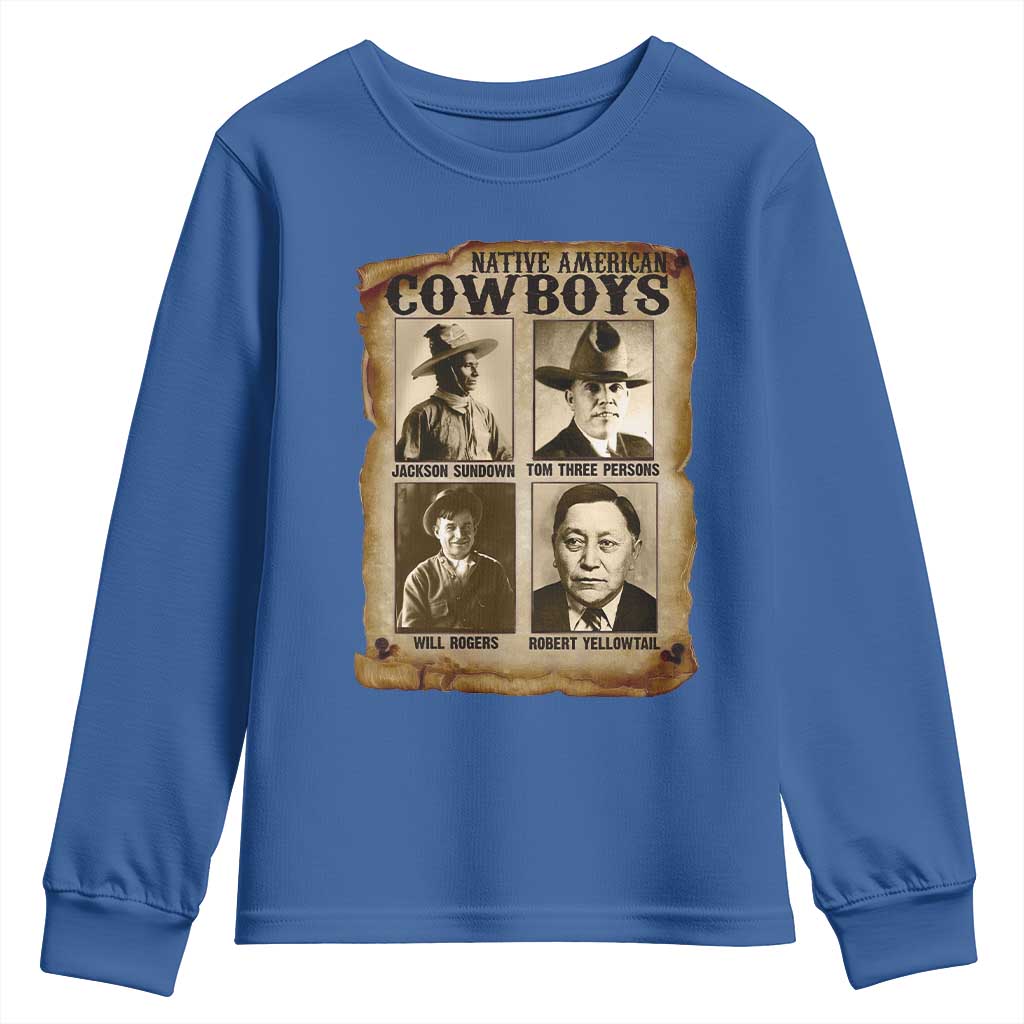 Native American Cowboy Legends Youth Sweatshirt Vintage Western Rodeo TS11 Royal Blue Print Your Wear
