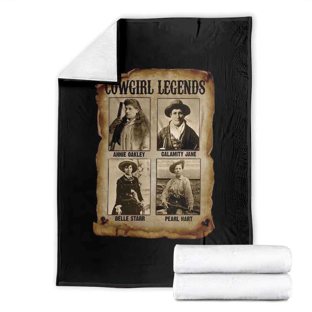 Cowgirl Legends Throw Blanket Vintage Legendary American Old West TS11 Black Print Your Wear