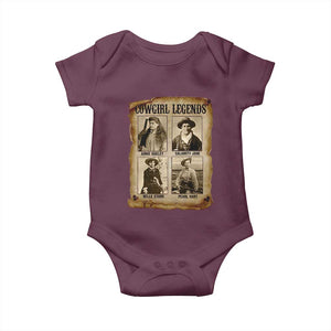 Cowgirl Legends Baby Onesie Vintage Legendary American Old West TS11 Maroon Print Your Wear