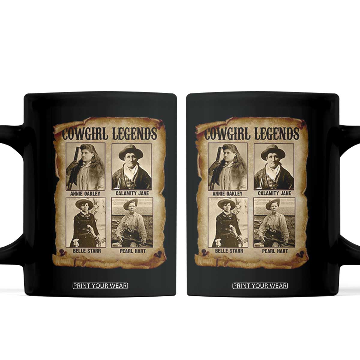 Cowgirl Legends Coffee Mug Vintage Legendary American Old West TS11 Black Print Your Wear