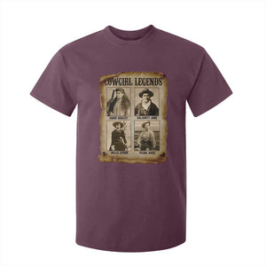 Cowgirl Legends T Shirt For Kid Vintage Legendary American Old West TS11 Maroon Print Your Wear