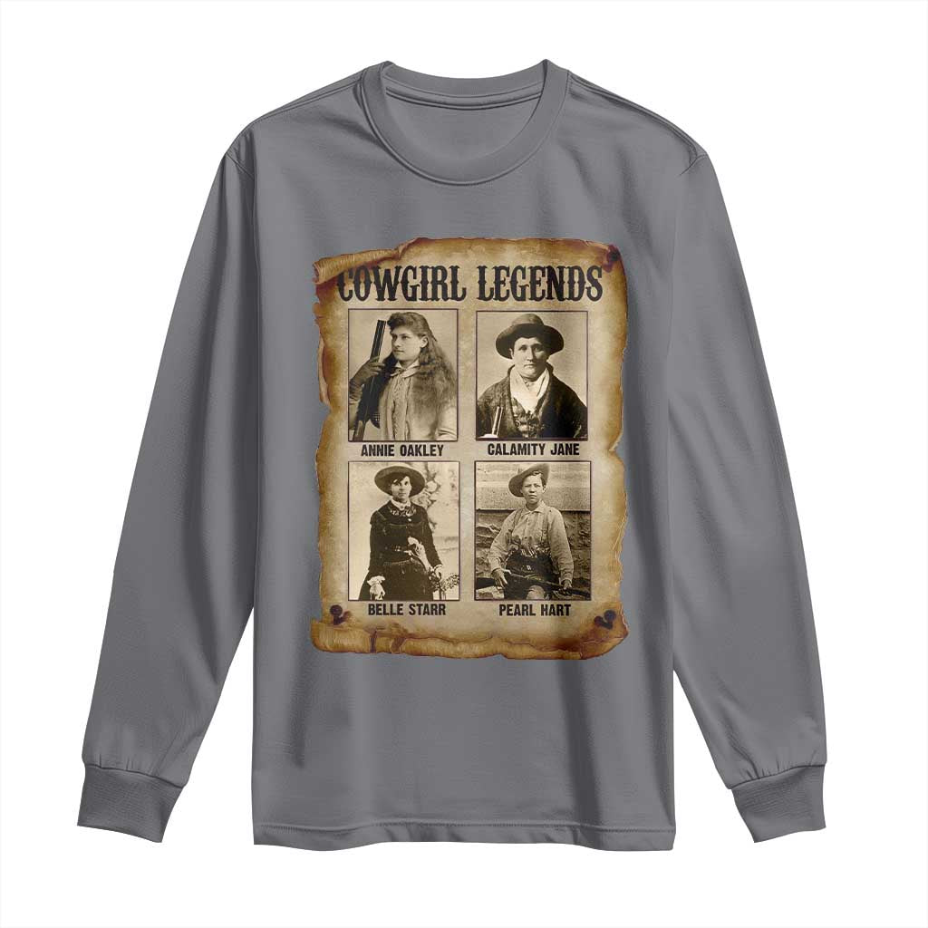 Cowgirl Legends Long Sleeve Shirt Vintage Legendary American Old West TS11 Charcoal Print Your Wear