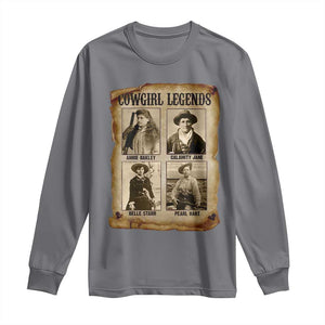 Cowgirl Legends Long Sleeve Shirt Vintage Legendary American Old West TS11 Charcoal Print Your Wear