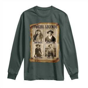 Cowgirl Legends Long Sleeve Shirt Vintage Legendary American Old West TS11 Dark Forest Green Print Your Wear