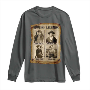 Cowgirl Legends Long Sleeve Shirt Vintage Legendary American Old West TS11 Dark Heather Print Your Wear