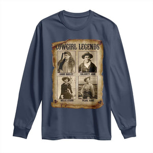 Cowgirl Legends Long Sleeve Shirt Vintage Legendary American Old West TS11 Navy Print Your Wear