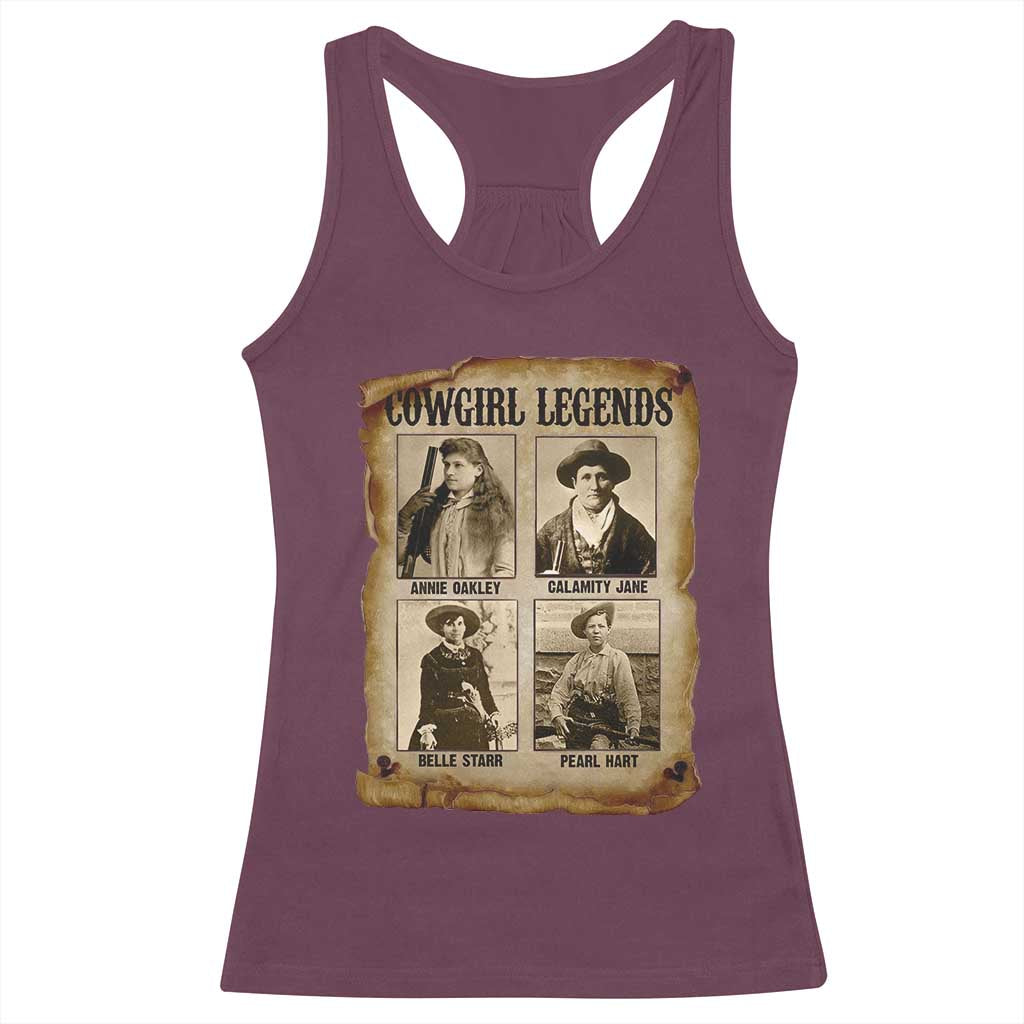 Cowgirl Legends Racerback Tank Top Vintage Legendary American Old West TS11 Maroon Print Your Wear