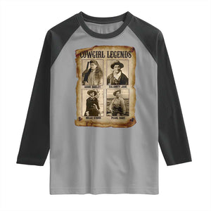 Cowgirl Legends Raglan Shirt Vintage Legendary American Old West TS11 Sport Gray Black Print Your Wear