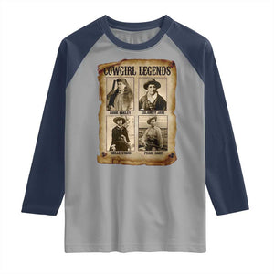 Cowgirl Legends Raglan Shirt Vintage Legendary American Old West TS11 Sport Gray Navy Print Your Wear
