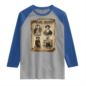 Cowgirl Legends Raglan Shirt Vintage Legendary American Old West TS11 Sport Gray Royal Print Your Wear