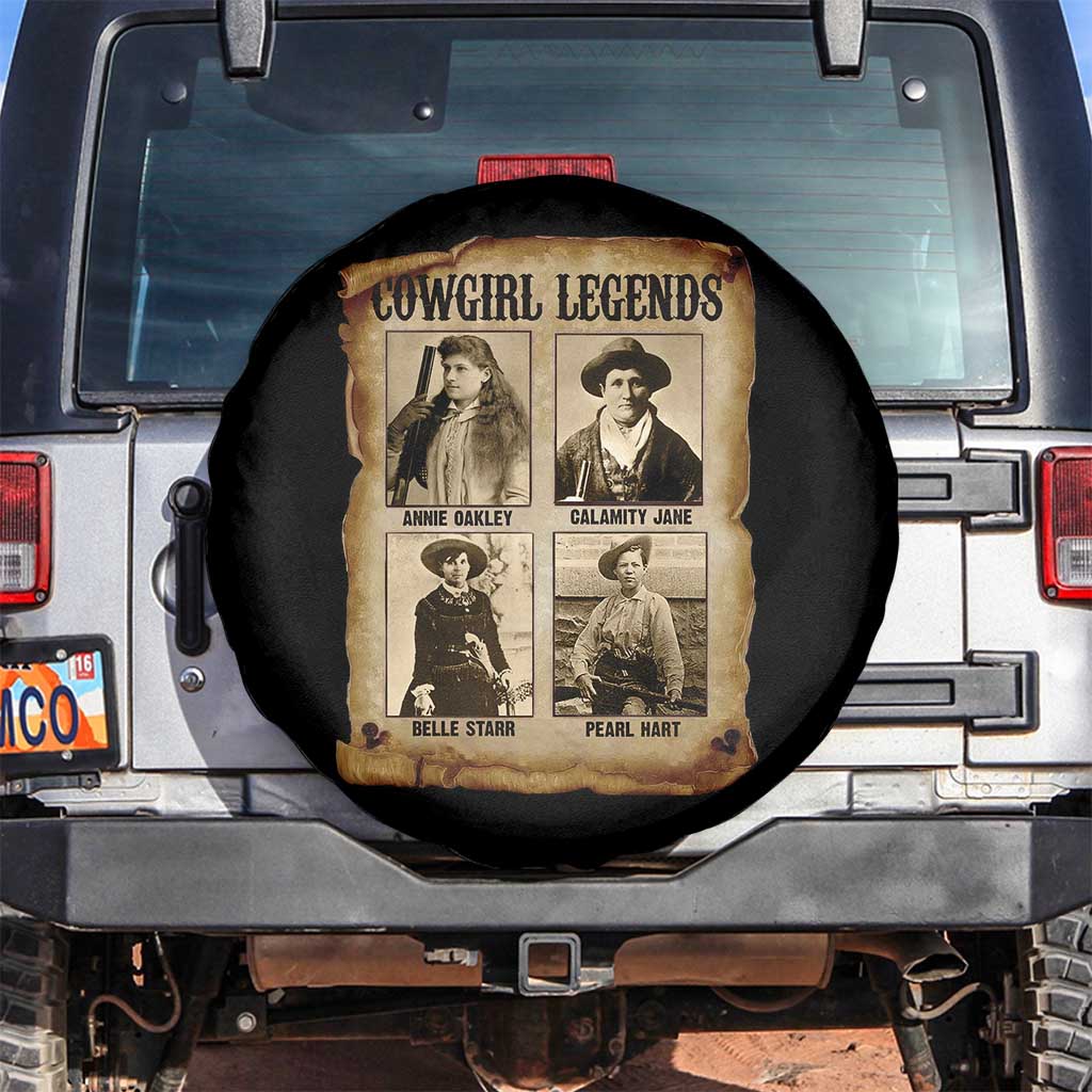 Cowgirl Legends Spare Tire Cover Vintage Legendary American Old West TS11 No hole Black Print Your Wear