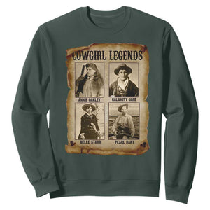 Cowgirl Legends Sweatshirt Vintage Legendary American Old West TS11 Dark Forest Green Print Your Wear
