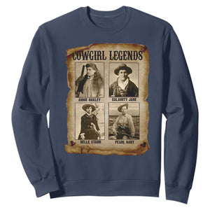 Cowgirl Legends Sweatshirt Vintage Legendary American Old West TS11 Navy Print Your Wear