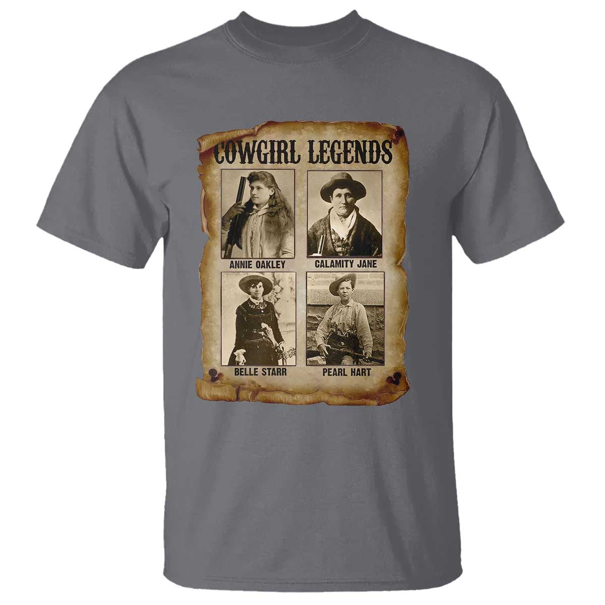 Cowgirl Legends T Shirt Vintage Legendary American Old West TS11 Charcoal Print Your Wear