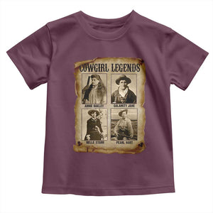 Cowgirl Legends Toddler T Shirt Vintage Legendary American Old West TS11 Maroon Print Your Wear