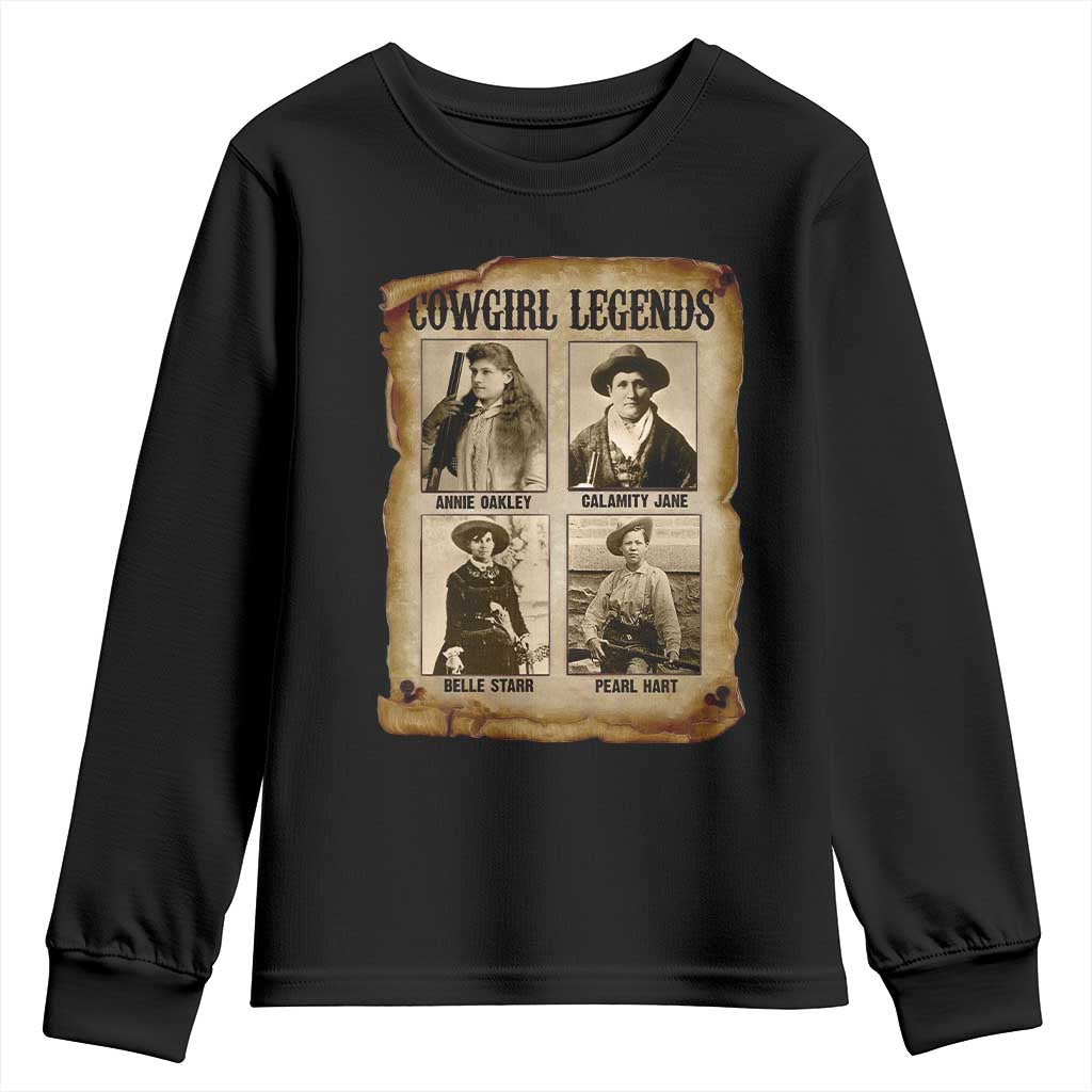 Cowgirl Legends Youth Sweatshirt Vintage Legendary American Old West TS11 Black Print Your Wear