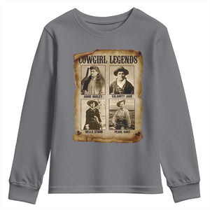 Cowgirl Legends Youth Sweatshirt Vintage Legendary American Old West TS11 Charcoal Print Your Wear