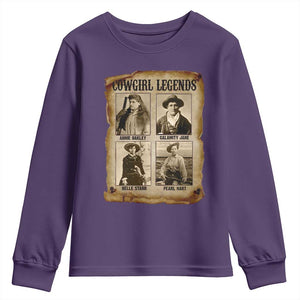 Cowgirl Legends Youth Sweatshirt Vintage Legendary American Old West TS11 Purple Print Your Wear