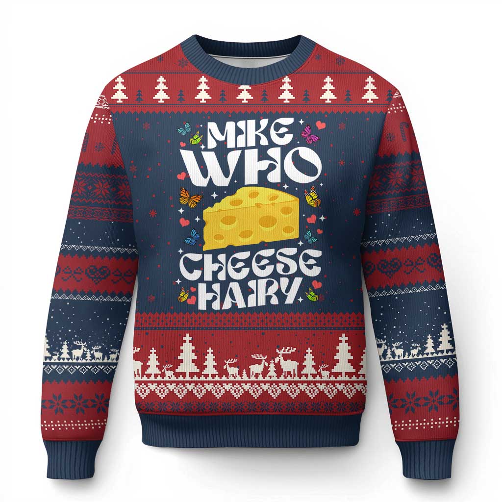 Funny Mike Who Cheese Hairy Ugly Christmas Sweater Inappropriate Adult Humor TS11 Navy Red Print Your Wear