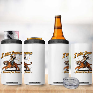 I Will Succeed Because I Am Insane Funny Cowgirl Riding Tiger 4 in 1 Can Cooler Tumbler TS11 Print Your Wear