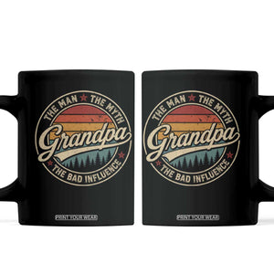 Grandpa The Man The Myth The Bad Influence Coffee Mug Retro Forest Father's Day