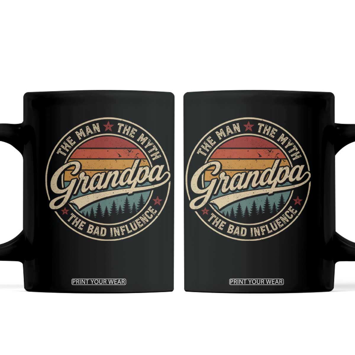 Grandpa The Man The Myth The Bad Influence Coffee Mug Retro Forest Father's Day TS11 Black Print Your Wear