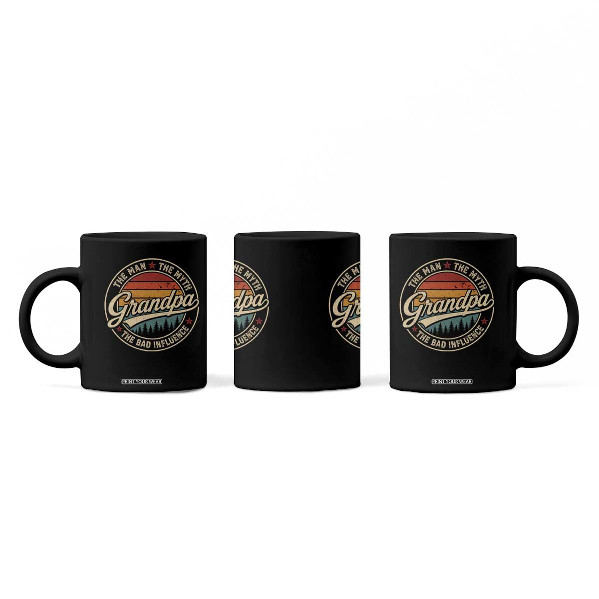 Grandpa The Man The Myth The Bad Influence Coffee Mug Retro Forest Father's Day