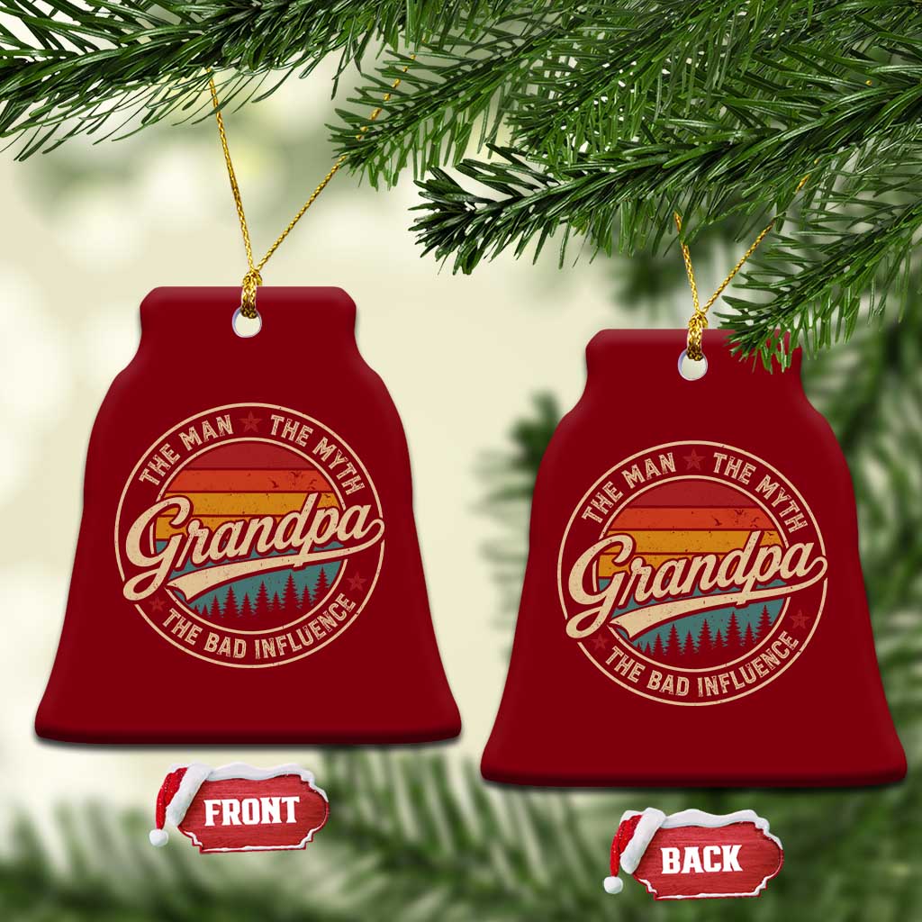 Grandpa The Man The Myth The Bad Influence Ceramic Ornament Retro Forest Father's Day