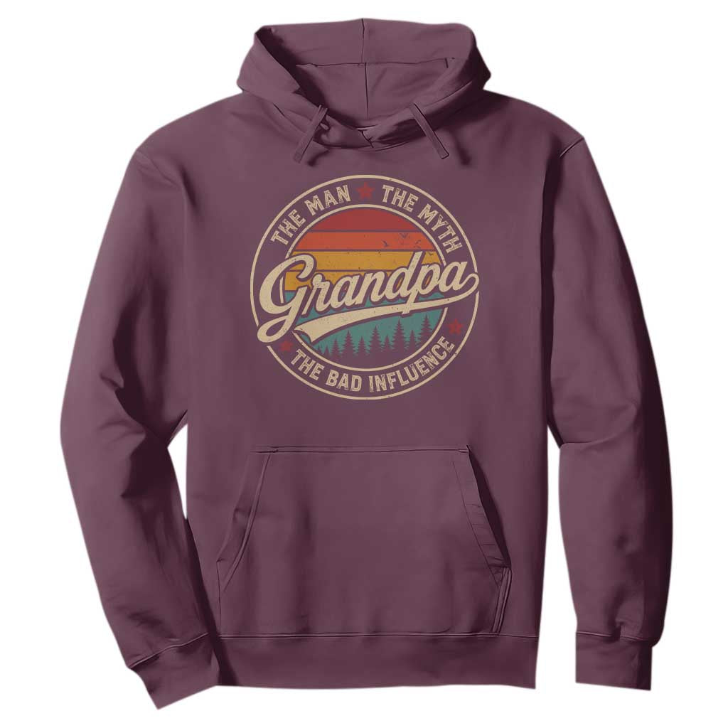 Grandpa The Man The Myth The Bad Influence Hoodie Retro Forest Father's Day
