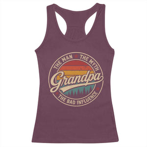 Grandpa The Man The Myth The Bad Influence Racerback Tank Top Retro Forest Father's Day