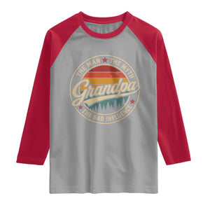 Grandpa The Man The Myth The Bad Influence Raglan Shirt Retro Forest Father's Day