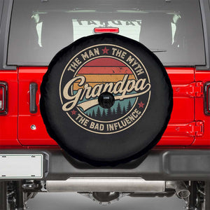 Grandpa The Man The Myth The Bad Influence Spare Tire Cover Retro Forest Father's Day