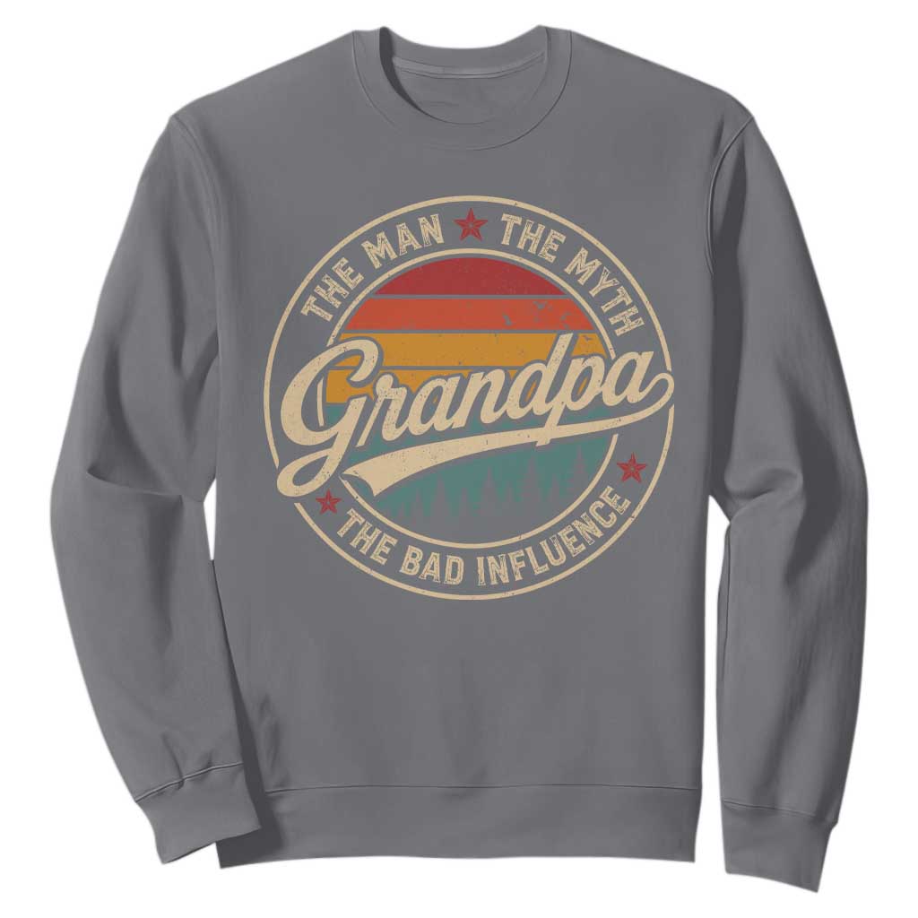 Grandpa The Man The Myth The Bad Influence Sweatshirt Retro Forest Father's Day