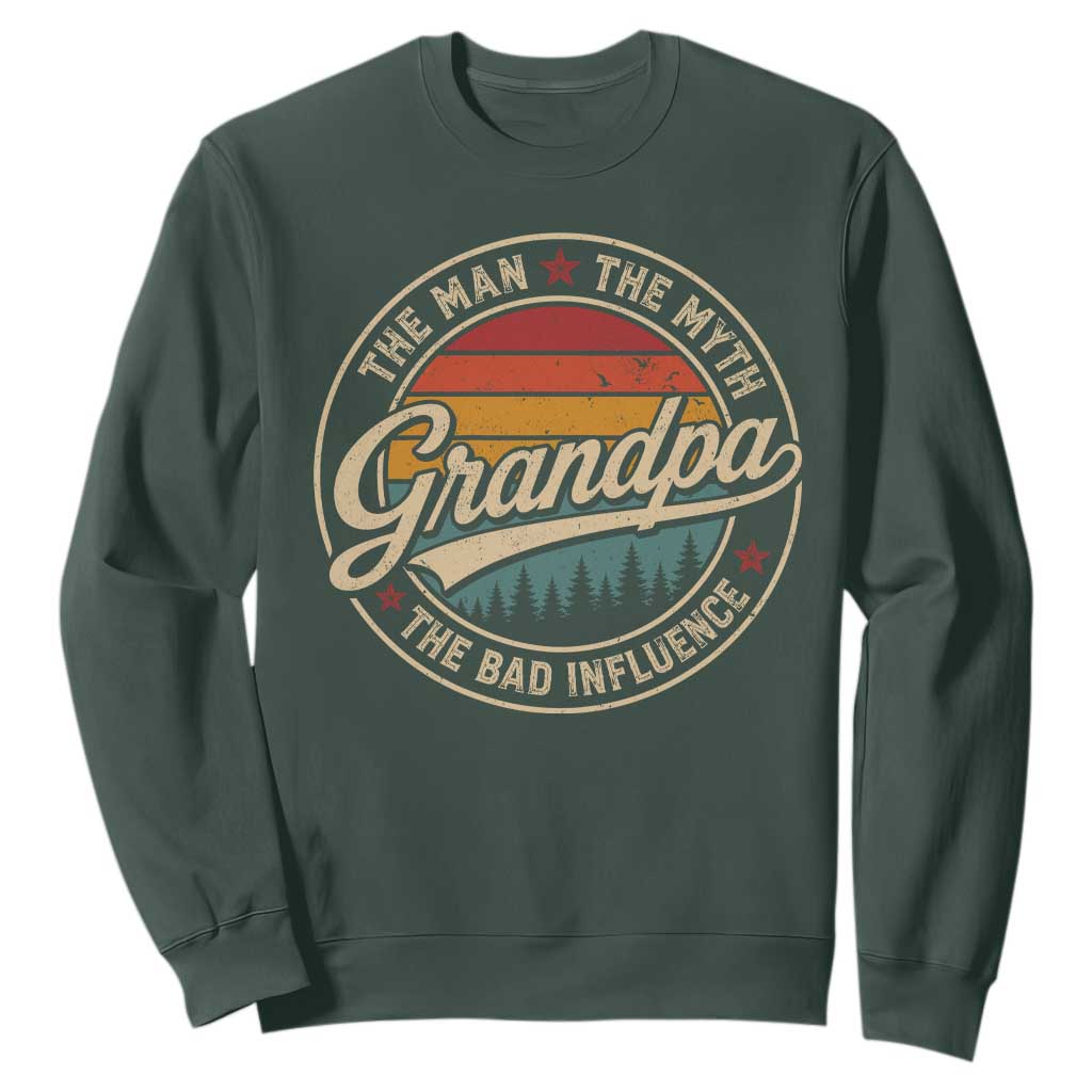 Grandpa The Man The Myth The Bad Influence Sweatshirt Retro Forest Father's Day