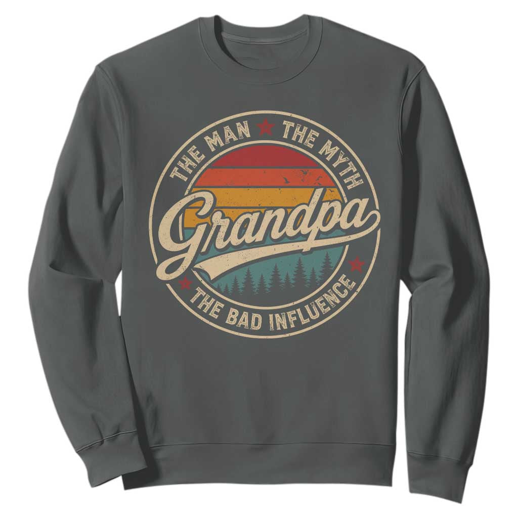 Grandpa The Man The Myth The Bad Influence Sweatshirt Retro Forest Father's Day