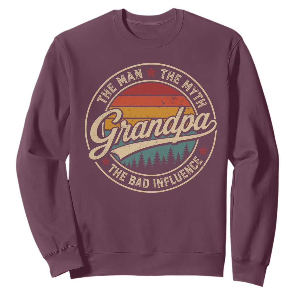 Grandpa The Man The Myth The Bad Influence Sweatshirt Retro Forest Father's Day