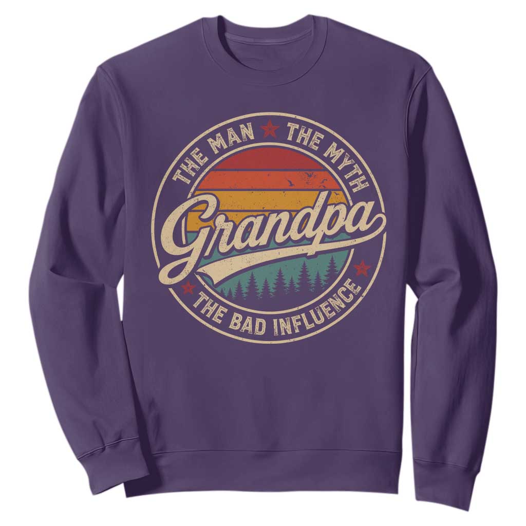 Grandpa The Man The Myth The Bad Influence Sweatshirt Retro Forest Father's Day