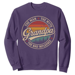 Grandpa The Man The Myth The Bad Influence Sweatshirt Retro Forest Father's Day