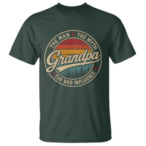 Grandpa The Man The Myth The Bad Influence T Shirt Retro Forest Father's Day