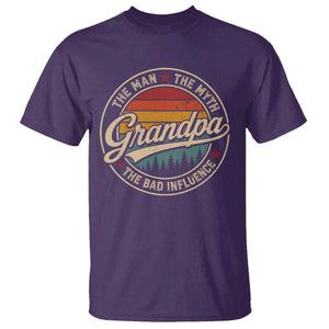 Grandpa The Man The Myth The Bad Influence T Shirt Retro Forest Father's Day