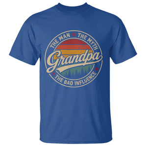Grandpa The Man The Myth The Bad Influence T Shirt Retro Forest Father's Day