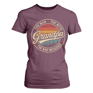 Grandpa The Man The Myth The Bad Influence T Shirt For Women Retro Forest Father's Day