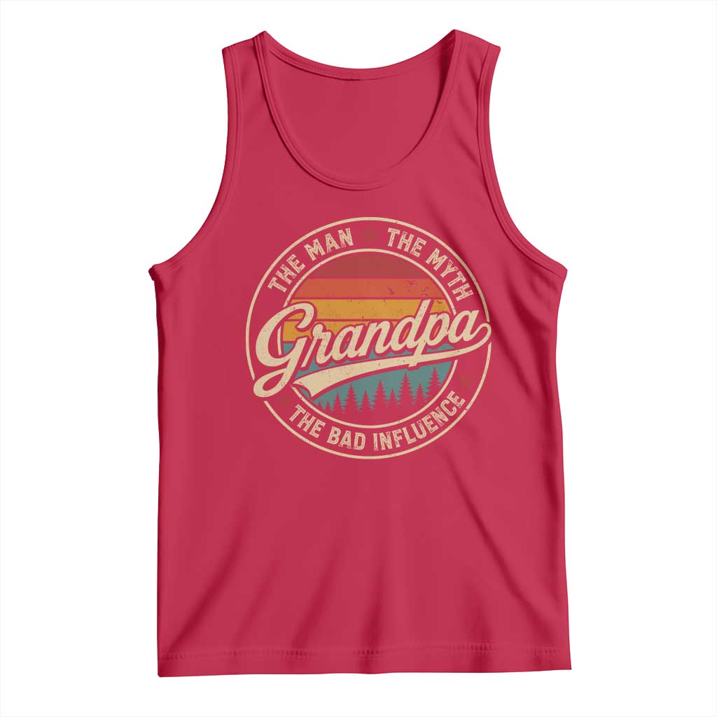 Grandpa The Man The Myth The Bad Influence Tank Top Retro Forest Father's Day