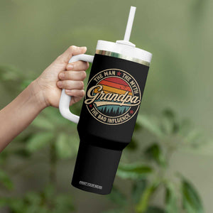 Grandpa The Man The Myth The Bad Influence Tumbler With Handle Retro Forest Father's Day
