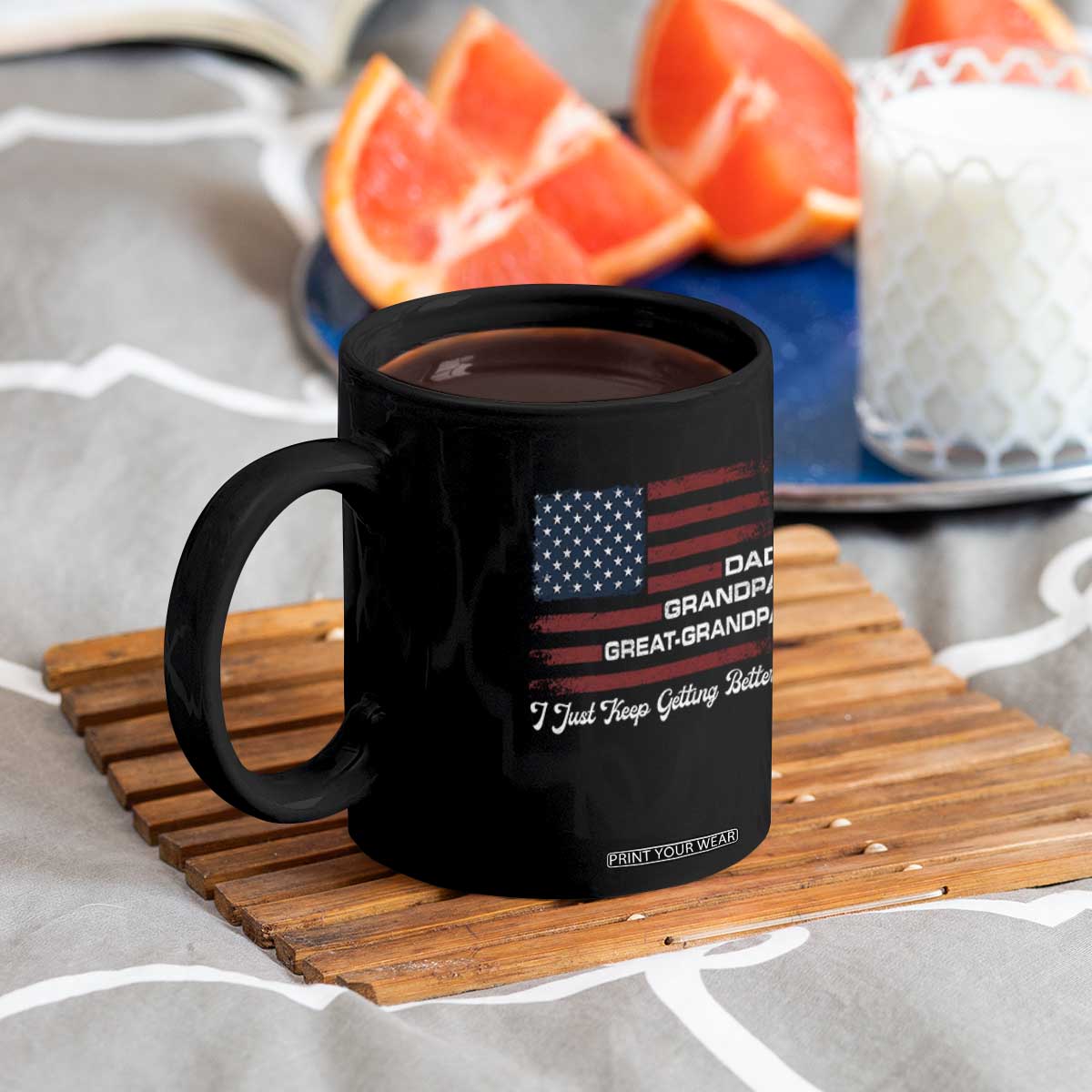 Dad Grandpa Great Grandpa I Just Keep Getting Better Coffee Mug Vintage American Flag Father's Day