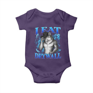 I Eat Drywall Funny Alpha Wolf Baby Onesie Stupid Brainrot Meme Edging Werewolf Boootleg Graphic