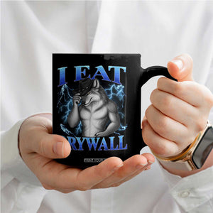I Eat Drywall Funny Alpha Wolf Coffee Mug Stupid Brainrot Meme Edging Werewolf Boootleg Graphic