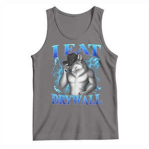 I Eat Drywall Funny Alpha Wolf Tank Top Stupid Brainrot Meme Edging Werewolf Boootleg Graphic