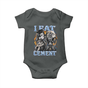 I Eat Cement Funny Alpha Wolf Meme Baby Onesie Stupid Brainrot Meme Edging Werewolf Boootleg Graphic
